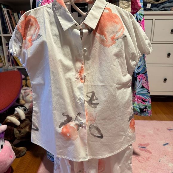 Emporio Armani Floral Kids Shirt - White and Pink/Orange